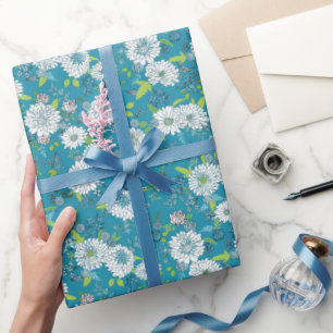 Aziatisch patroon blauwgroen cadeaupapier