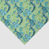 Aziatisch patroon blauwgroen tissuepapier (Detail)