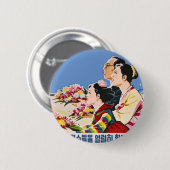 Aziatisch poster ronde button 5,7 cm (Voorkant /achterkant)