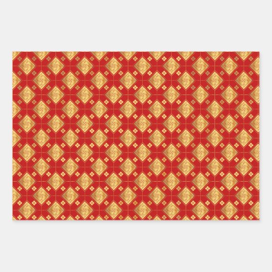 Aziatisch rood en goud inpakpapier vel (Voorkant 2)