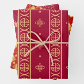 Aziatisch rood en goud inpakpapier vel (In situ)