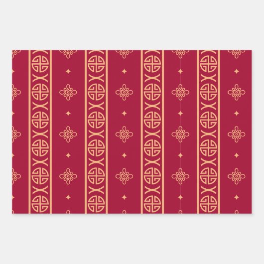 Aziatisch rood en goud inpakpapier vel (Voorkant)