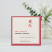 Aziatisch Symbool Liefde en Geluk Bruiloft Save The Date (Staand voorkant)