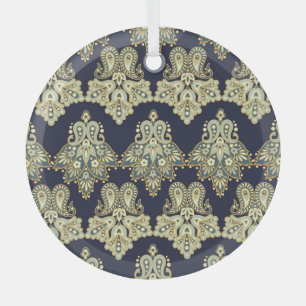 Aziatisch textiel: bloemenpaisley illustratie glas ornament