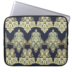 Aziatisch textiel: bloemenpaisley illustratie laptop sleeve