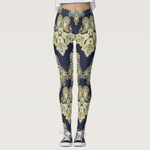 Aziatisch textiel: bloemenpaisley illustratie leggings