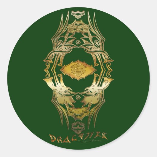  Aziatisch Tribal Dragon op Kleur BG Ronde Sticker (Voorkant)
