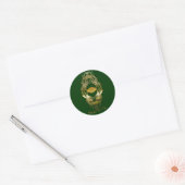  Aziatisch Tribal Dragon op Kleur BG Ronde Sticker (Envelop)