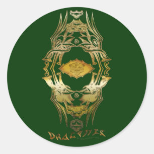  Aziatisch Tribal Dragon op Kleur BG Ronde Sticker