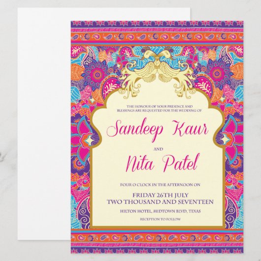Aziatisch - Trouwen - Henna - Mehndi - Uitnodiging (Voorkant / Achterkant)