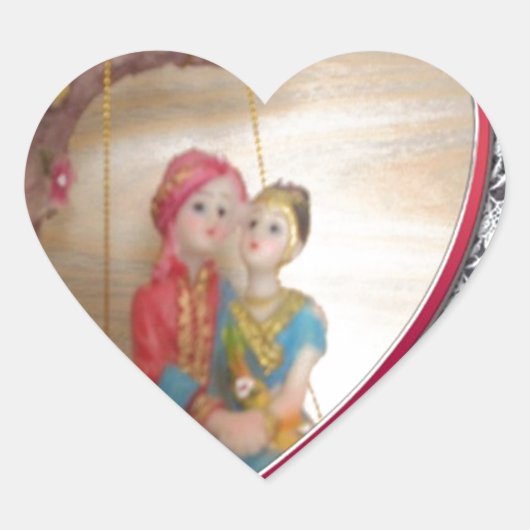 Aziatisch Trouwpaar op Hart Schommel Kunstprint/ Hart Sticker (Voorkant)