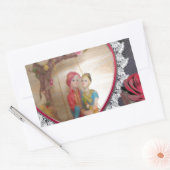 Aziatisch Trouwpaar op Hart Schommel Kunstprint Rechthoekige Sticker (Envelop)