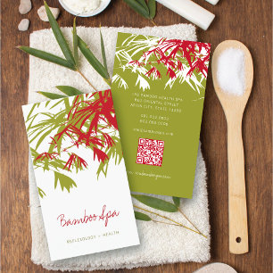 Aziatisch Zen rood bamboe laat moderne oosterse sp Visitekaartje