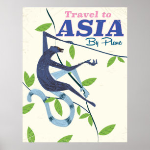  Aziatische aap reisposter Poster