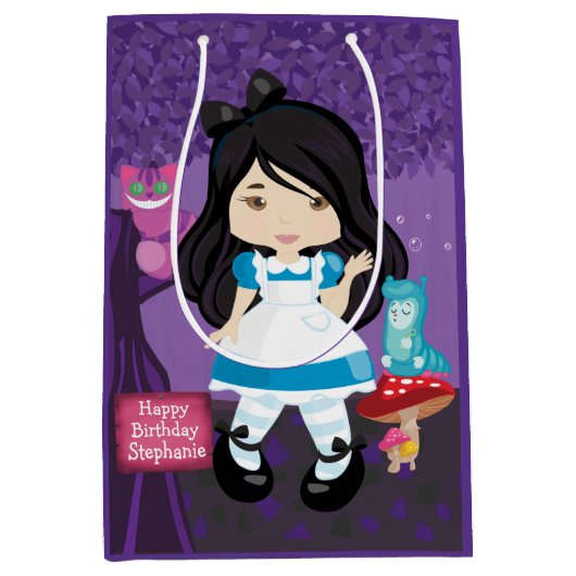 Aziatische Alice in Wonderland Gepersonaliseerd Medium Cadeauzakje (Voorkant)