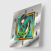 Aziatische Anime Cartoon Girl Wall klok (Hoek)