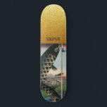 Aziatische Art Fish Gold-gepersonaliseerde skatebo Persoonlijk Skateboard<br><div class="desc">Een Aziatische kunstvis print en goudglitter achtergrondskateboard.</div>