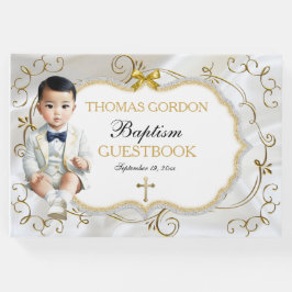 Aziatische babyjongen doop christening wit & goud gastenboek