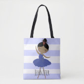 Aziatische Ballerina Blauwe Streep Tote Bag (Voorkant)