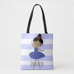 Aziatische Ballerina Blauwe Streep Tote Bag