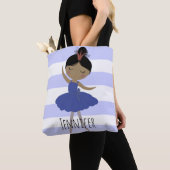 Aziatische Ballerina Blauwe Streep Tote Bag (Dichtbij)
