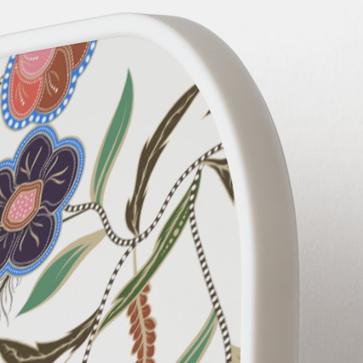 Aziatische Batik Stijl Abstract Bloempatroon op Wi Pickleball Paddle (Links Detail)