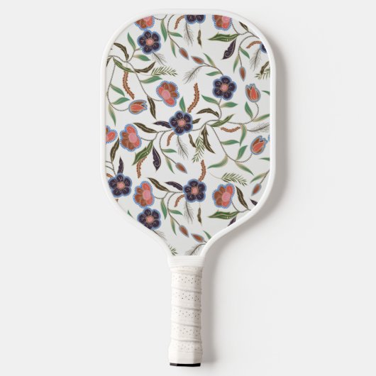 Aziatische Batik Stijl Abstract Bloempatroon op Wi Pickleball Paddle (Achterkant)