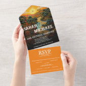 Aziatische bestemming RSVP All-in-One bruiloft All In One Uitnodiging (Afscheurbaar)