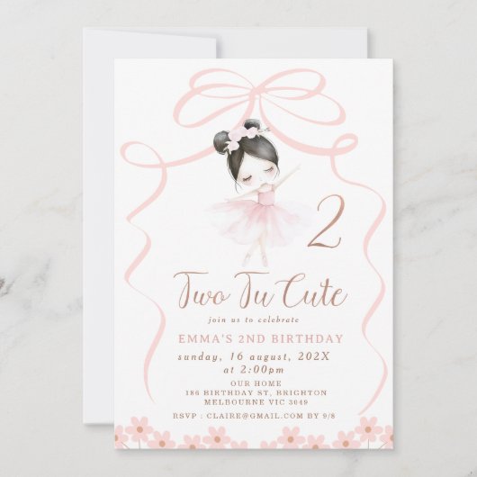 Aziatische Black Hair Ballerina Twee Tu Leuke Verj Kaart (Voorkant)