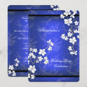 Aziatische Blauwe Blossom White Birthday Party Kaart (Voorkant / Achterkant)