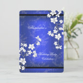 Aziatische Blauwe Blossom White Birthday Party Kaart (Staand voorkant)