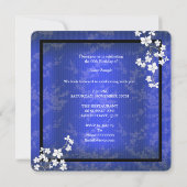 Aziatische Blauwe Blossom White Birthday Party Kaart (Achterkant)
