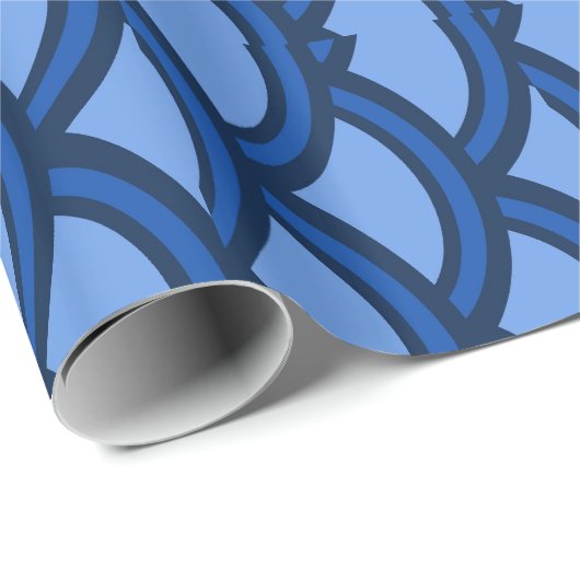 Aziatische blauwe golven die papier verpakken (Rol Hoek)