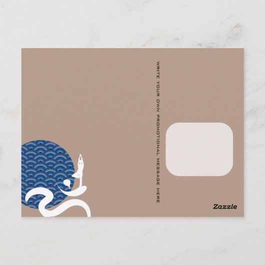 Aziatische Blauwe Zon Yoga Moderne Zen Kalligrafie Briefkaart (Achterkant)