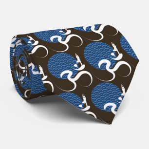 Aziatische Blauwe Zon Yoga Moderne Zen Kalligrafie Stropdas