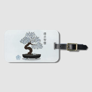 Aziatische bloemen bonsai bloesem boom grafisch on bagagelabel