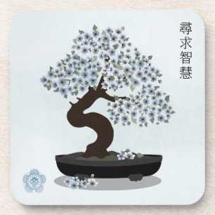 Aziatische bloemen bonsai bloesem boom grafisch on bier onderzetter