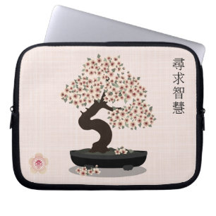 Aziatische bloemen bonsai bloesem boom grafisch on laptop sleeve