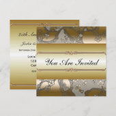 Aziatische bloemige gouden en zilveren feestelijke kaart (Voorkant / Achterkant)