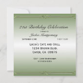 Aziatische bloemige groene en zilveren feestelijke kaart (Achterkant)