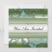 Aziatische bloemige groene en zilveren feestelijke kaart (Voorkant)