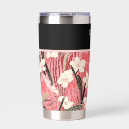 Aziatische bloemmotief roze perzik wit chinoiserie geïsoleerde drinkbeker