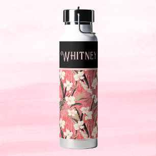 Aziatische bloemmotief roze perzik wit chinoiserie waterfles