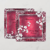 Aziatische Blossom Red White Lace Birthday Kaart (Voorkant / Achterkant)