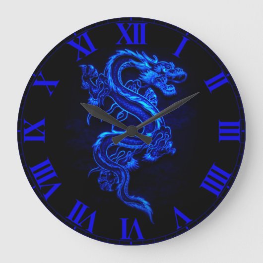 Aziatische Blue Dragon Wall klok (Voorkant)