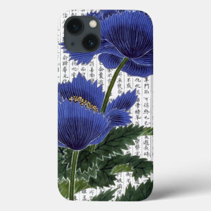 Aziatische BluePoppies op Kanji achtergrond Case-Mate iPhone Case