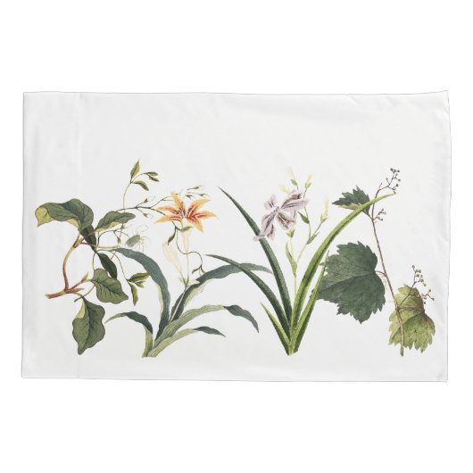 Aziatische botanische bloemperken Leaf Pillowcase Kussensloop (Achterkant)