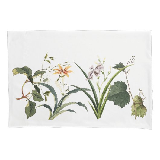 Aziatische botanische bloemperken Leaf Pillowcase Kussensloop (Voorkant)