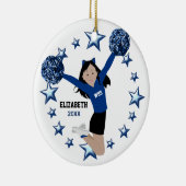 Aziatische Cheerleader pom poms in blauw en zwart Keramisch Ornament (Rechts)