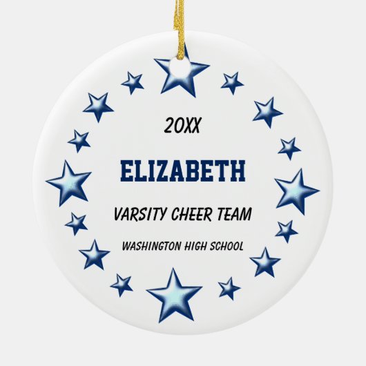 Aziatische Cheerleader pom poms in blauw en zwart Keramisch Ornament (Achterkant)